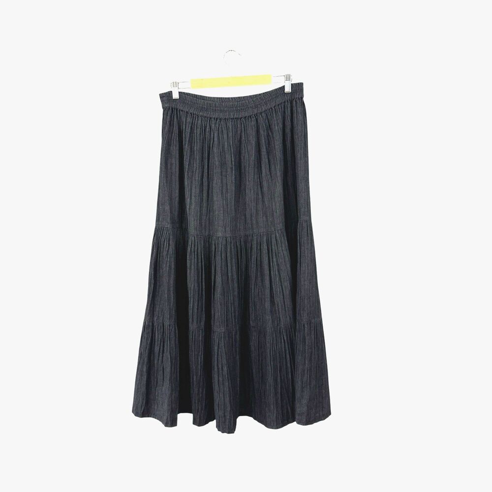 Vintage Ozark Mountain Jean Company Large Maxi Skirt A-Line Tiered Womens